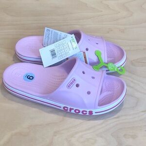 CROCS Bayaband  Pink Slides Womens Size 9 Comfort Femenina Water Resistant.